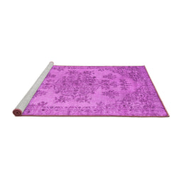 Sideview of Machine Washable Persian Pink Traditional Rug, wshtr3437pnk