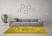 Machine Washable Persian Yellow Traditional Rug in a Living Room, wshtr3437yw