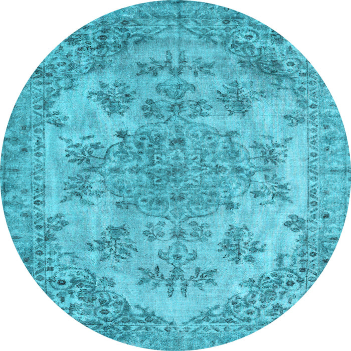 Round Machine Washable Persian Light Blue Traditional Rug, wshtr3437lblu
