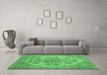 Machine Washable Persian Emerald Green Traditional Area Rugs in a Living Room,, wshtr3437emgrn