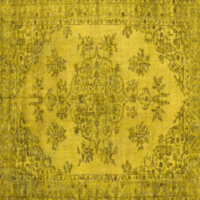 Square Persian Yellow Traditional Rug, tr3437yw