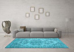 Machine Washable Persian Light Blue Traditional Rug in a Living Room, wshtr3437lblu