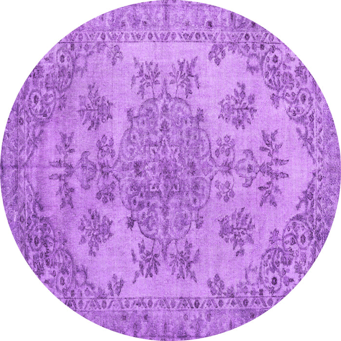 Round Machine Washable Persian Purple Traditional Area Rugs, wshtr3437pur