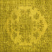 Square Machine Washable Persian Yellow Traditional Rug, wshtr3437yw