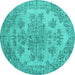 Round Persian Turquoise Traditional Rug, tr3437turq