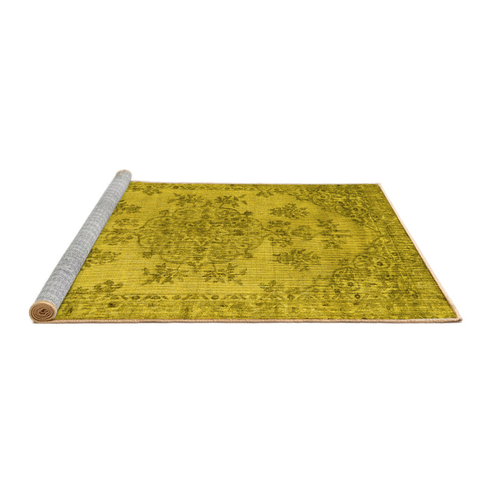 Sideview of Machine Washable Persian Yellow Traditional Rug, wshtr3437yw