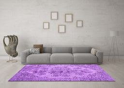 Machine Washable Persian Purple Traditional Area Rugs in a Living Room, wshtr3437pur