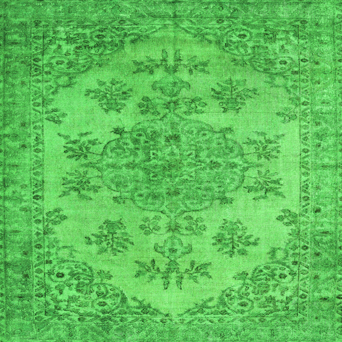 Round Machine Washable Persian Green Traditional Area Rugs, wshtr3437grn