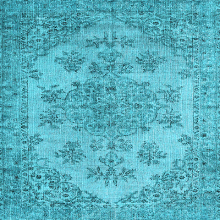 Square Machine Washable Persian Light Blue Traditional Rug, wshtr3437lblu