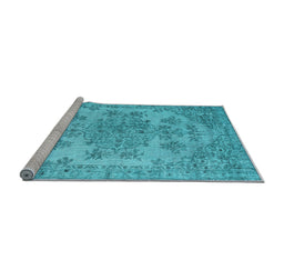 Sideview of Machine Washable Persian Light Blue Traditional Rug, wshtr3437lblu
