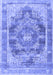 Machine Washable Persian Blue Traditional Rug, wshtr3438blu