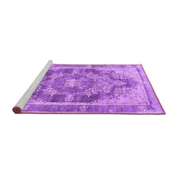 Sideview of Machine Washable Persian Purple Traditional Area Rugs, wshtr3438pur