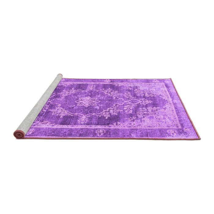Sideview of Machine Washable Persian Purple Traditional Area Rugs, wshtr3438pur