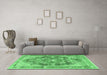 Machine Washable Persian Emerald Green Traditional Area Rugs in a Living Room,, wshtr3438emgrn