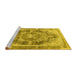 Sideview of Machine Washable Persian Yellow Traditional Rug, wshtr3438yw