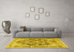 Machine Washable Persian Yellow Traditional Rug in a Living Room, wshtr3438yw