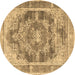 Round Persian Brown Traditional Rug, tr3438brn