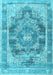 Machine Washable Persian Light Blue Traditional Rug, wshtr3438lblu