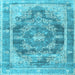 Square Machine Washable Persian Light Blue Traditional Rug, wshtr3438lblu