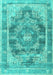 Machine Washable Persian Turquoise Traditional Area Rugs, wshtr3438turq