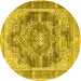 Round Persian Yellow Traditional Rug, tr3438yw