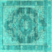 Square Persian Turquoise Traditional Rug, tr3438turq
