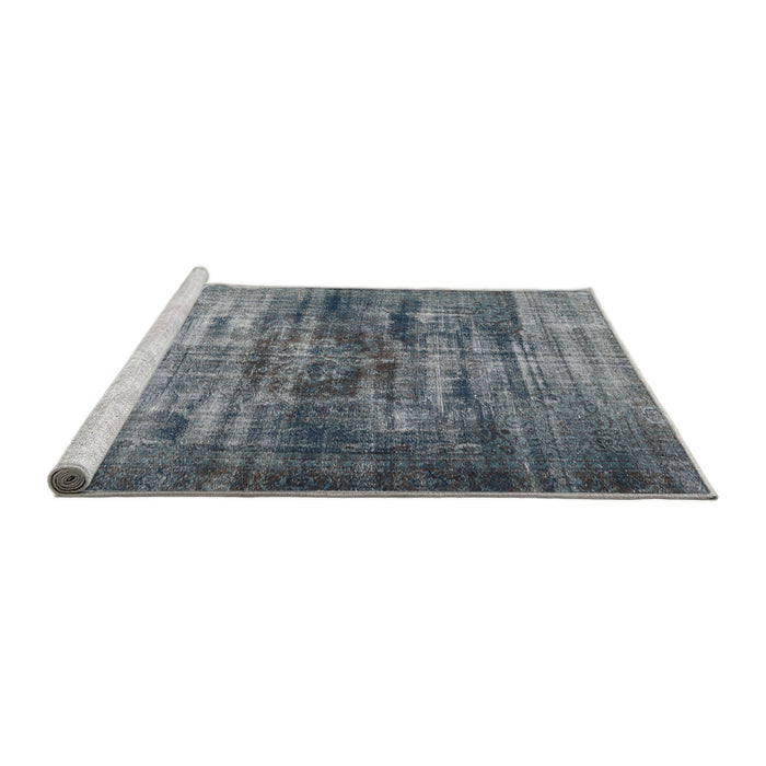 Sideview of Machine Washable Traditional Dark Gray Rug, wshtr3439