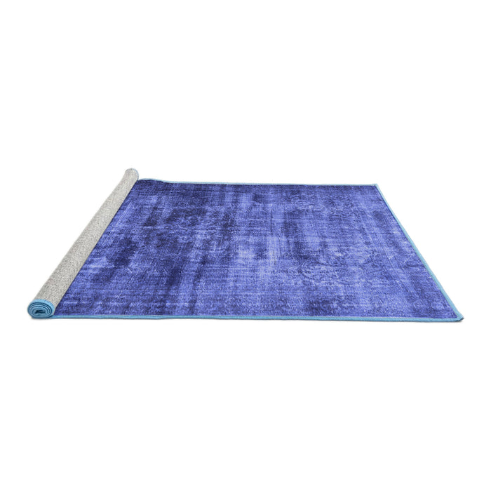 Sideview of Machine Washable Persian Blue Traditional Rug, wshtr3439blu