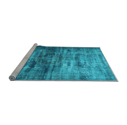 Sideview of Machine Washable Persian Light Blue Traditional Rug, wshtr3439lblu