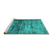 Sideview of Machine Washable Persian Turquoise Traditional Area Rugs, wshtr3439turq