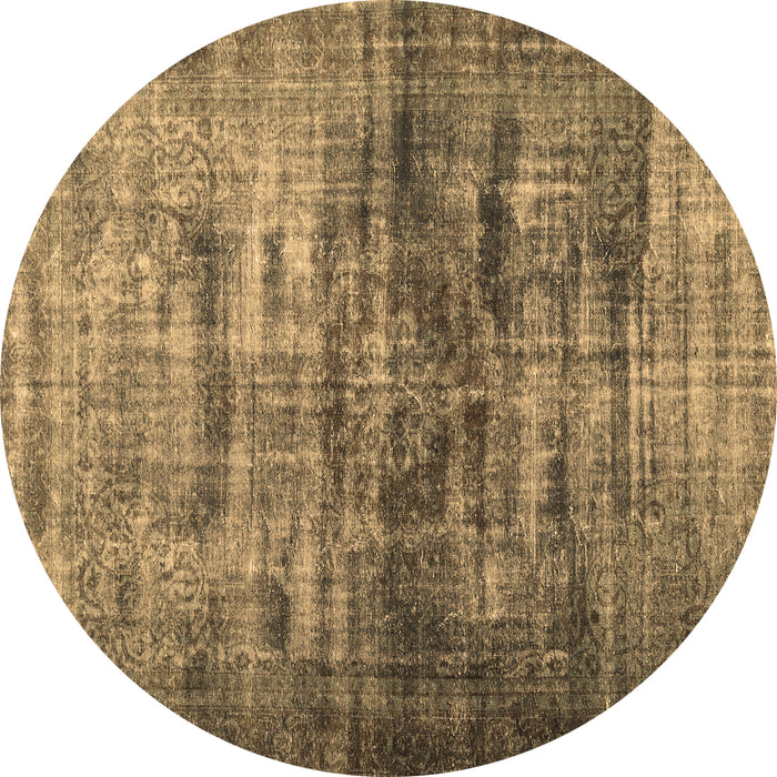 Round Persian Brown Traditional Rug, tr3439brn