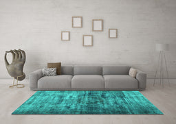 Machine Washable Persian Turquoise Traditional Area Rugs in a Living Room,, wshtr3439turq