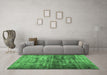 Machine Washable Persian Emerald Green Traditional Area Rugs in a Living Room,, wshtr3439emgrn