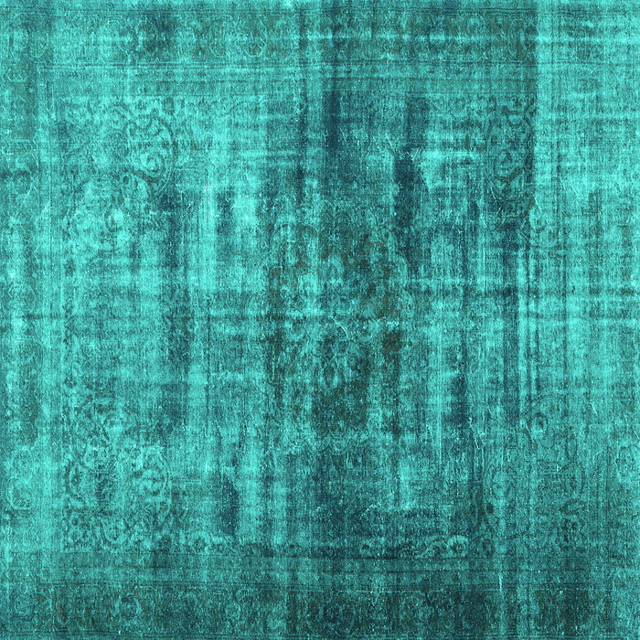 Square Machine Washable Persian Turquoise Traditional Area Rugs, wshtr3439turq