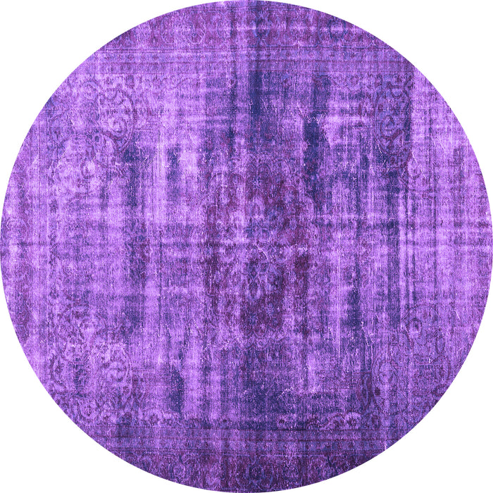 Round Machine Washable Persian Purple Traditional Area Rugs, wshtr3439pur