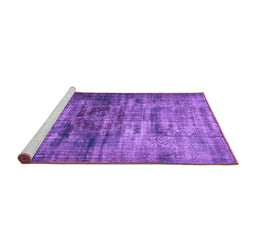 Sideview of Machine Washable Persian Purple Traditional Area Rugs, wshtr3439pur