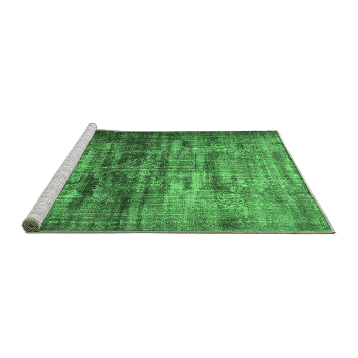 Sideview of Machine Washable Persian Emerald Green Traditional Area Rugs, wshtr3439emgrn