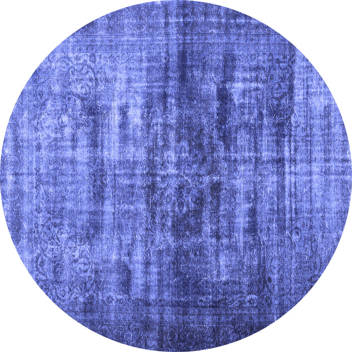 Round Persian Blue Traditional Rug, tr3439blu