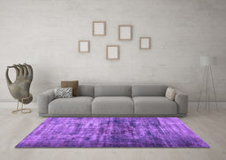 Machine Washable Persian Purple Traditional Area Rugs in a Living Room, wshtr3439pur