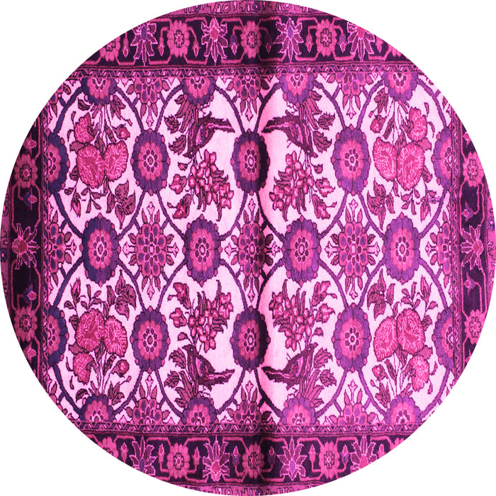 Round Machine Washable Persian Pink Traditional Rug, wshtr343pnk