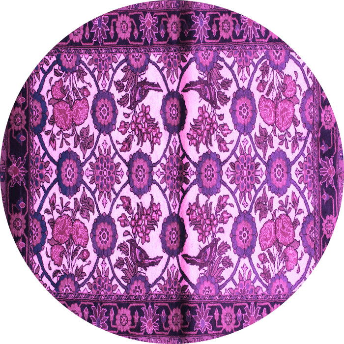 Round Machine Washable Persian Purple Traditional Area Rugs, wshtr343pur
