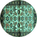 Round Persian Turquoise Traditional Rug, tr343turq