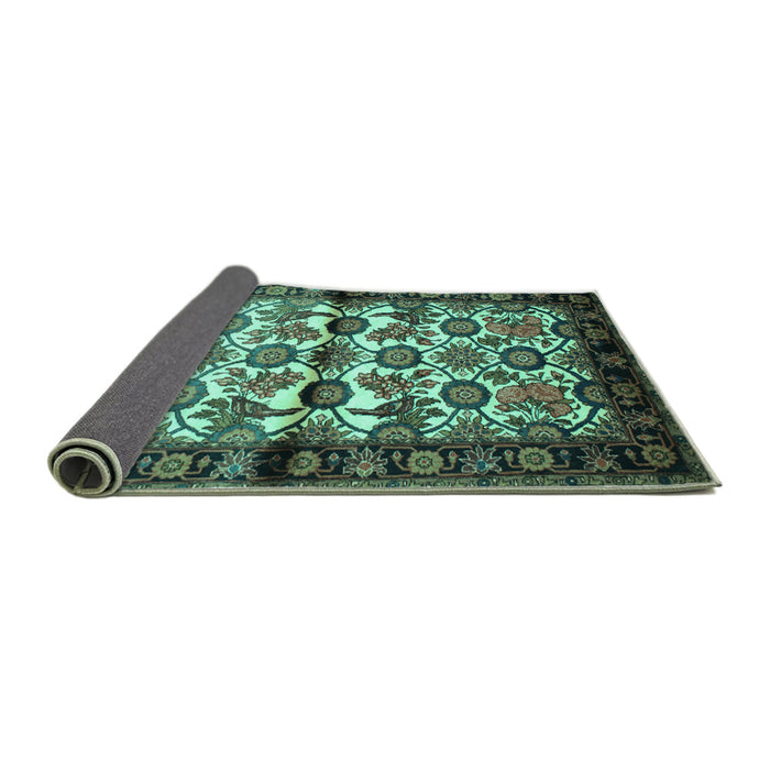 Sideview of Persian Turquoise Traditional Rug, tr343turq