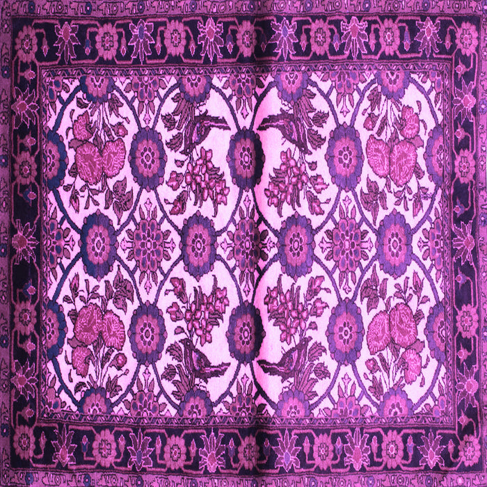 Square Machine Washable Persian Purple Traditional Area Rugs, wshtr343pur