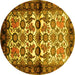 Round Persian Yellow Traditional Rug, tr343yw
