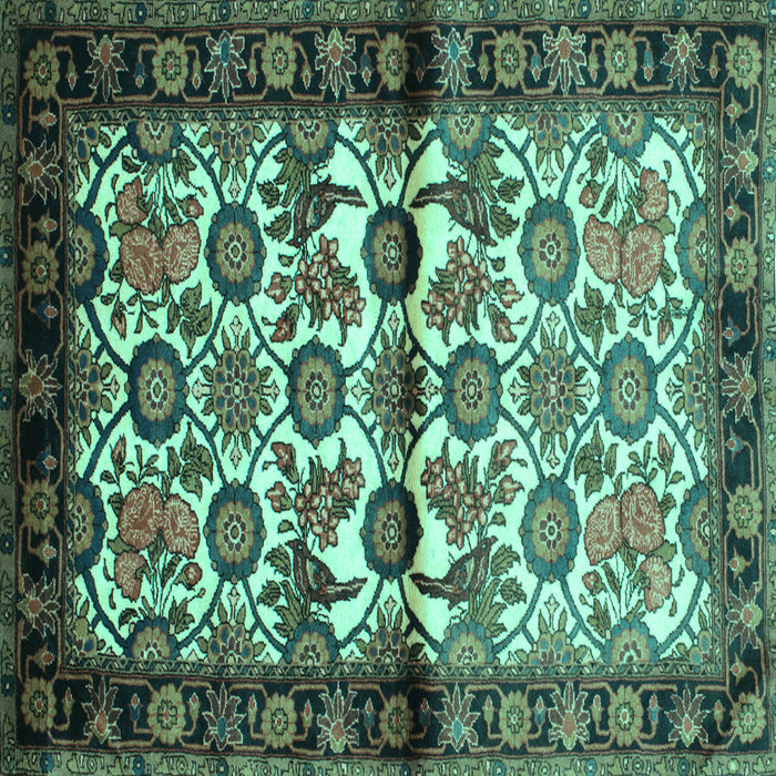 Square Machine Washable Persian Turquoise Traditional Area Rugs, wshtr343turq