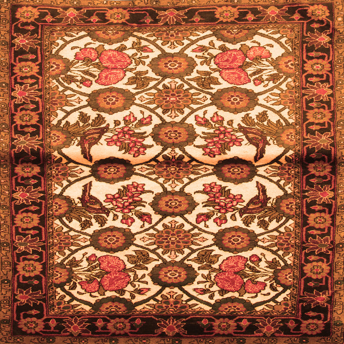 Round Machine Washable Persian Orange Traditional Area Rugs, wshtr343org