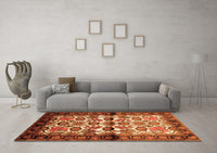 Machine Washable Persian Orange Traditional Rug, wshtr343org