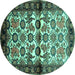 Round Machine Washable Persian Turquoise Traditional Area Rugs, wshtr343turq