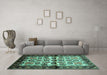 Machine Washable Persian Turquoise Traditional Area Rugs in a Living Room,, wshtr343turq